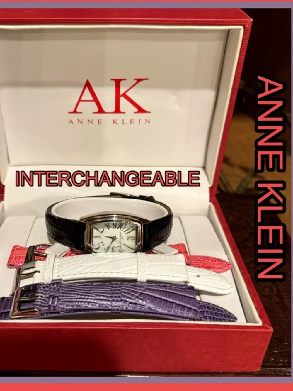 🖤Anne Klein Interchangeable Women's Watch w/ 4 Leather Bands